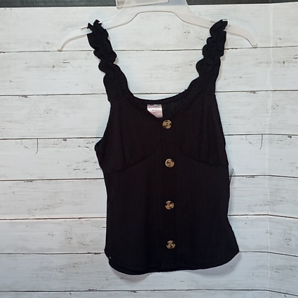 Rib Button Front Ruffle Strap Tank Top 2-Pack Size XS - Picture 6 of 11